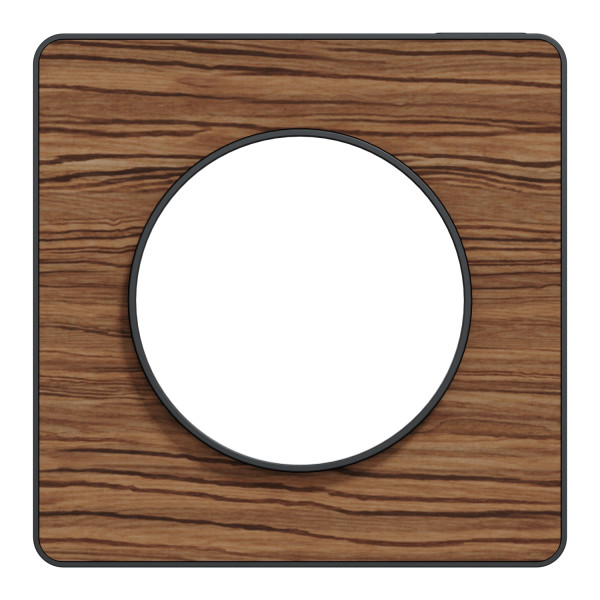 Plaque bois zebrano liseré anthracite Schneider Odace Touch 1 poste