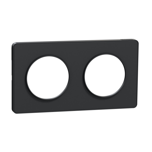 Plaque anthracite Schneider Odace Touch 2 postes entraxe 71mm