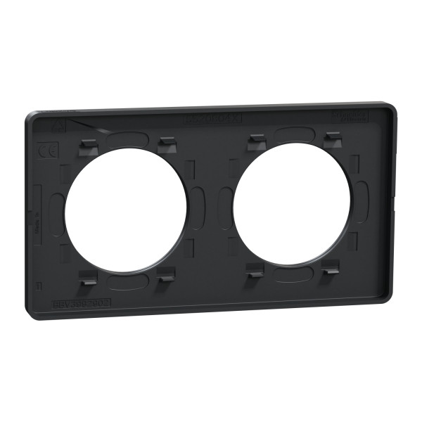 Plaque anthracite Schneider Odace Touch 2 postes entraxe 71mm