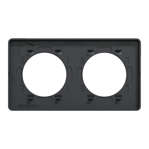 Plaque anthracite Schneider Odace Touch 2 postes entraxe 71mm