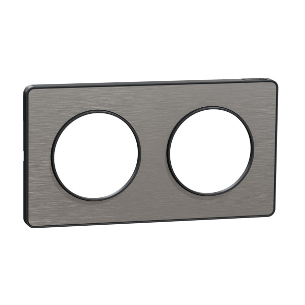 Plaque aluminium brossé Schneider Odace Touch 2 postes entraxe 71mm