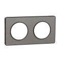 Plaque aluminium brossé Schneider Odace Touch 2 postes entraxe 71mm