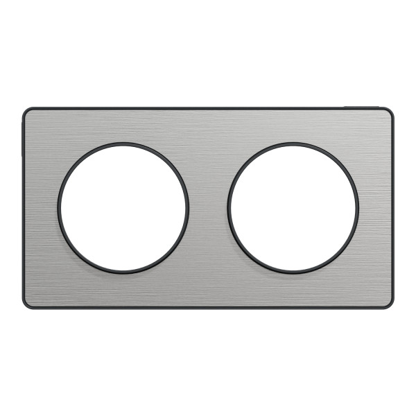 Plaque aluminium brossé Schneider Odace Touch 2 postes entraxe 71mm