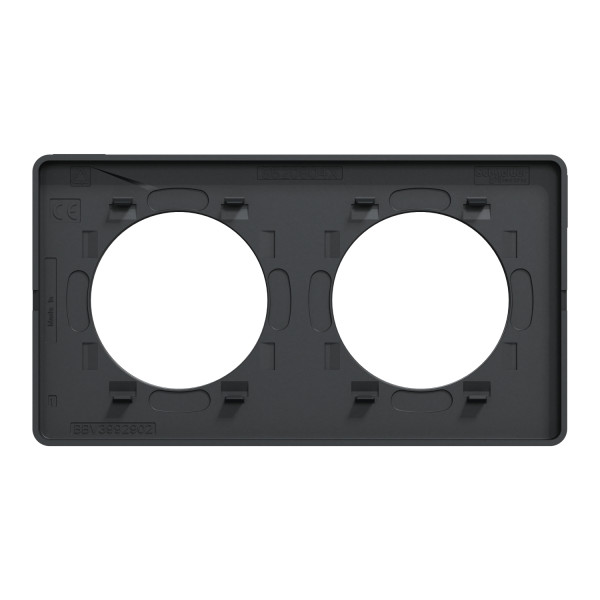 Plaque aluminium brossé Schneider Odace Touch 2 postes entraxe 71mm