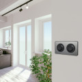 Plaque aluminium brossé Schneider Odace Touch 2 postes entraxe 71mm