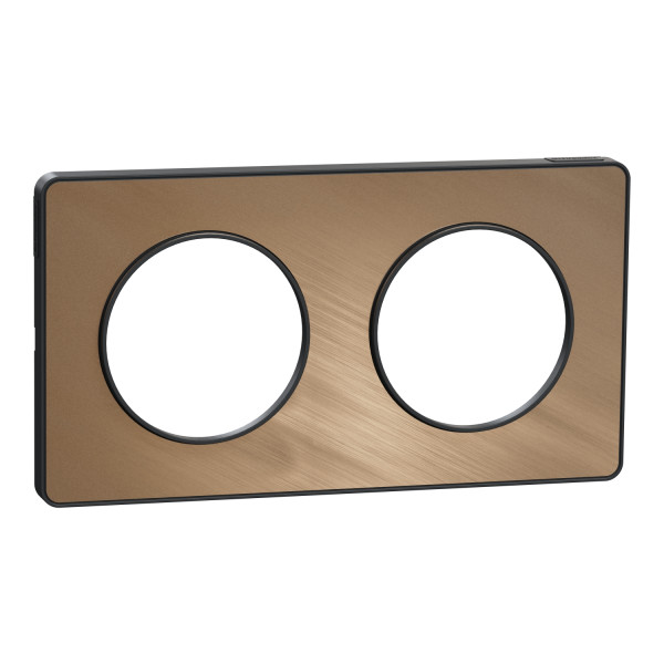 Plaque bronze brossé avec liseré anthracite Odace Touch Schneider 2 postes entraxe 71mm