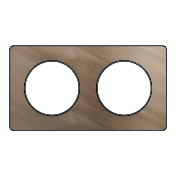 Plaque bronze brossé avec liseré anthracite Odace Touch Schneider 2 postes entraxe 71mm