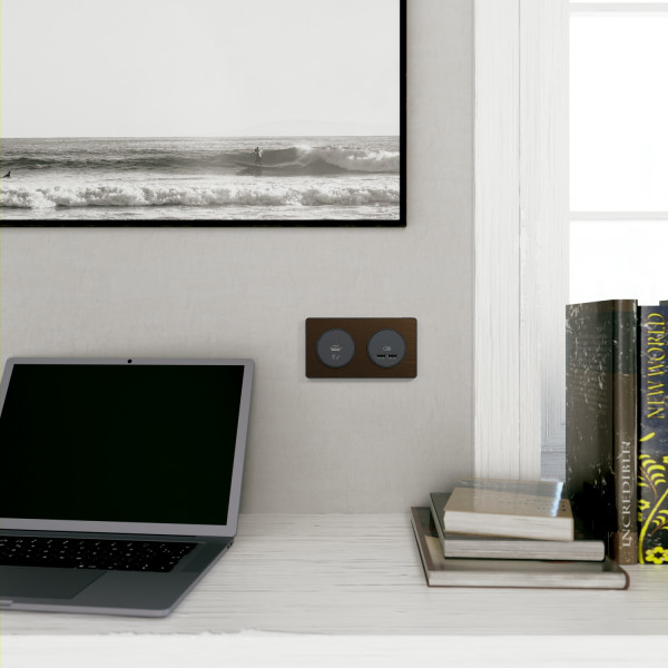 Plaque bronze brossé avec liseré anthracite Odace Touch Schneider 2 postes entraxe 71mm