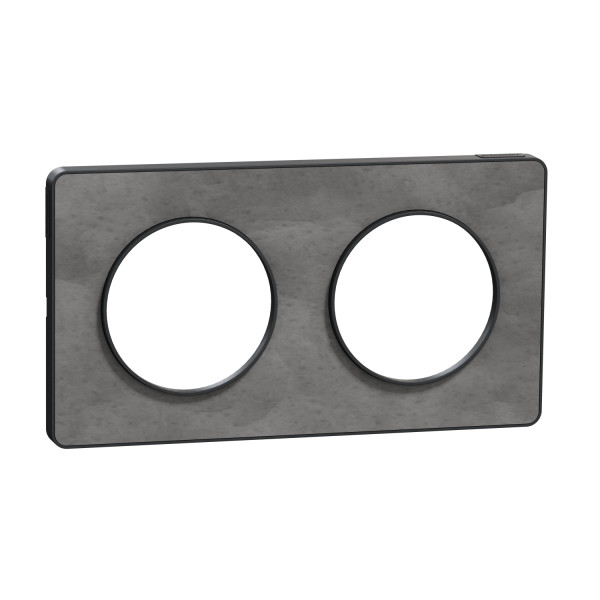 Plaque ardoise avec liseré anthracite Schneider Odace Touch 2 postes entraxe 71mm