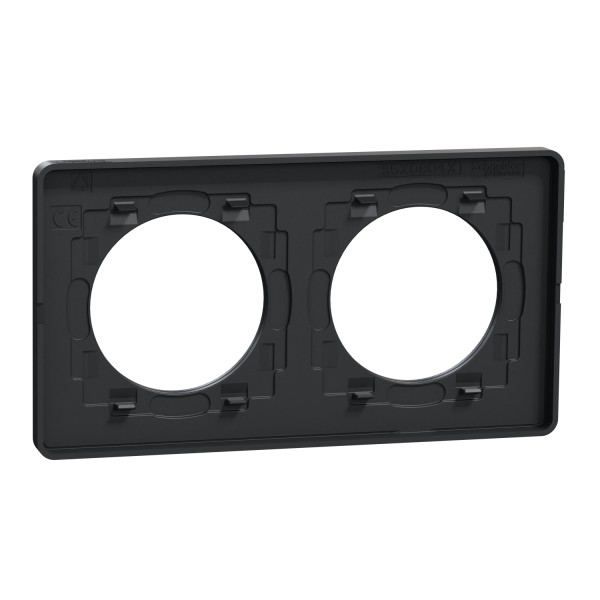 Plaque ardoise avec liseré anthracite Schneider Odace Touch 2 postes entraxe 71mm