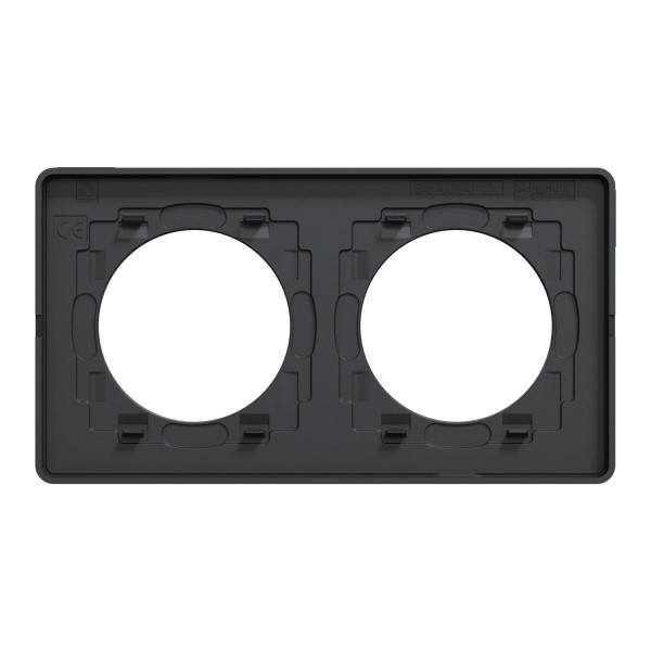 Plaque ardoise avec liseré anthracite Schneider Odace Touch 2 postes entraxe 71mm