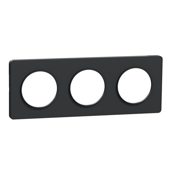 Plaque anthracite Schneider Odace Touch 3 postes entraxe 71mm