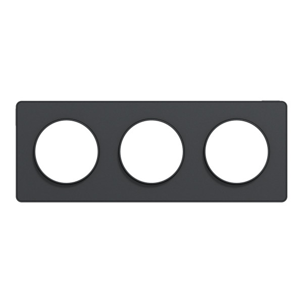 Plaque anthracite Schneider Odace Touch 3 postes entraxe 71mm