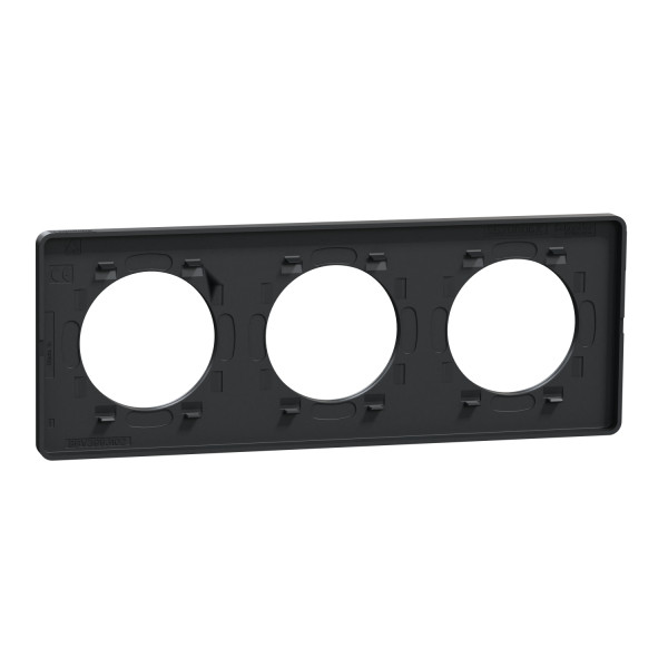 Plaque anthracite Schneider Odace Touch 3 postes entraxe 71mm