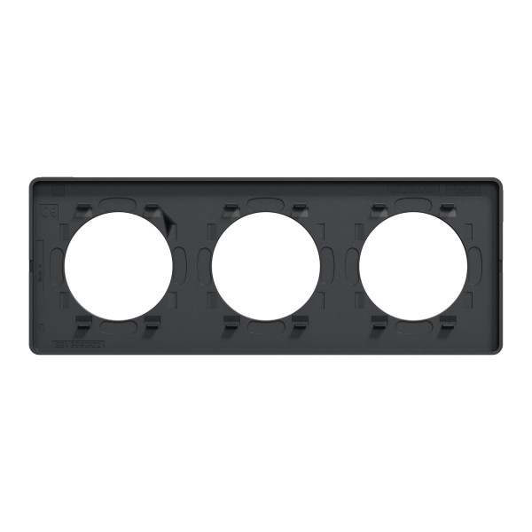Plaque anthracite Schneider Odace Touch 3 postes entraxe 71mm