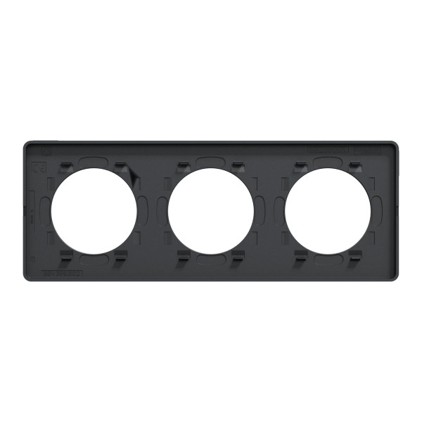 Plaque aluminium brossé avec liseré anthracite Schneider Odace Touch 3 postes entraxe 71mm