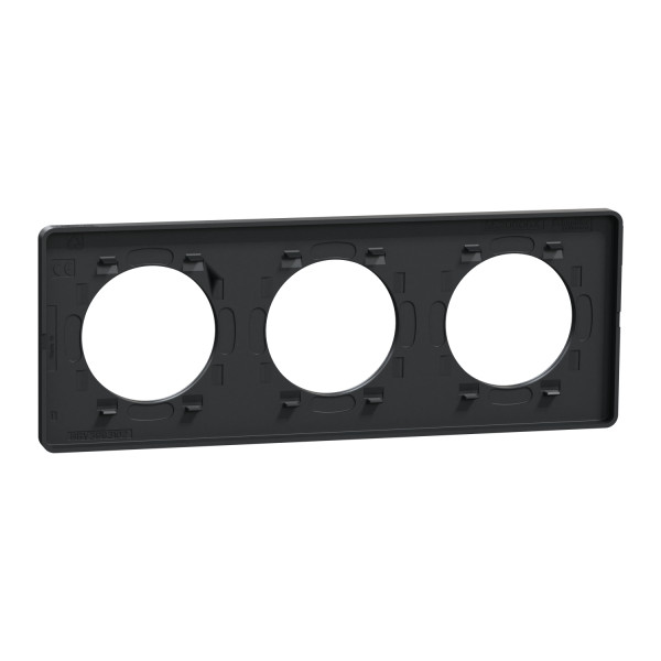 Odace kvardrat, plaque ombre/ant 3 postes horiz. ou vert. entraxe 71mm