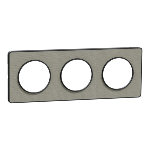 Odace kvardrat, plaque perle/anth 3 postes horiz. ou vert. entraxe 71mm