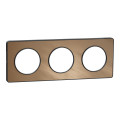 Plaque bronze brossé avec liseré anthracite Schneider Odace Touch 3 postes entraxe 71mm