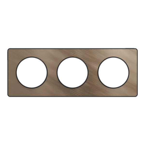 Plaque bronze brossé avec liseré anthracite Schneider Odace Touch 3 postes entraxe 71mm