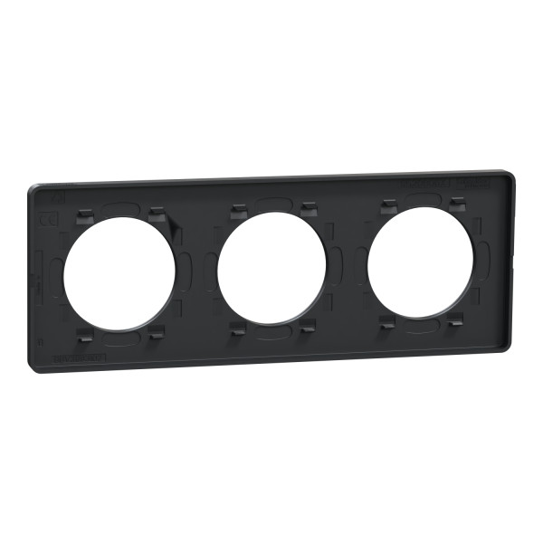 Plaque bronze brossé avec liseré anthracite Schneider Odace Touch 3 postes entraxe 71mm