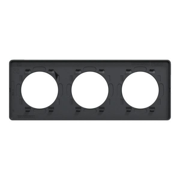 Plaque bronze brossé avec liseré anthracite Schneider Odace Touch 3 postes entraxe 71mm