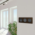 Plaque Bronze Brossé avec Liseré Anthracite 3 Postes Horizontaux/Verticaux Entraxe 71 mm Odace Touch Schneider