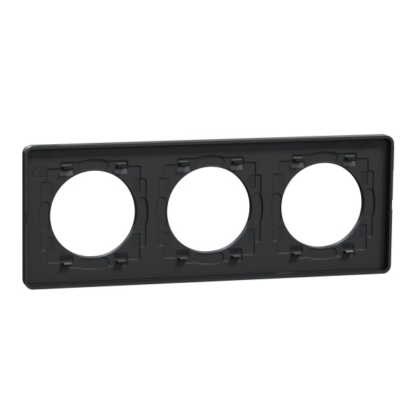 Schneider Odace Touch Plaque Bois Zeb Avec Liseré Anth 3 Postes Horiz/vert Entraxe 71mm