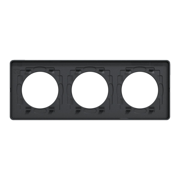 Plaque Ardoise avec Liseré Anthracite 3 Postes Horizontaux/Verticaux Entraxe 71 mm Odace Touch Schneider
