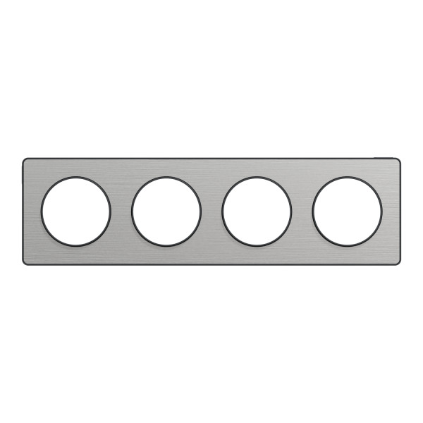 Schneider Odace Touch Plaque Alminium Brossé Liseré Anth. 4 Post. Horiz./vert. 71mm