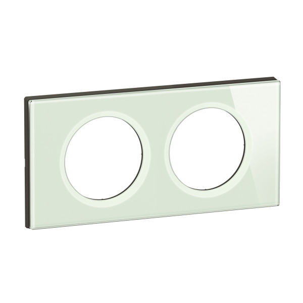  plaque de finition céliane 2 postes - verre opale blanc