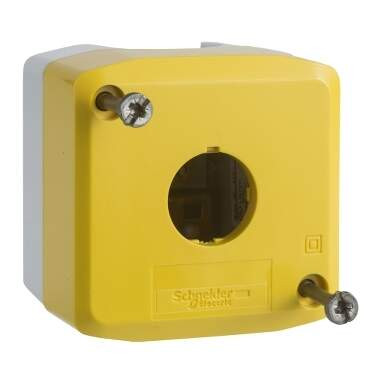 BOITE VIDE 1 BOUTON JAUNE AVEC MARQUAGE