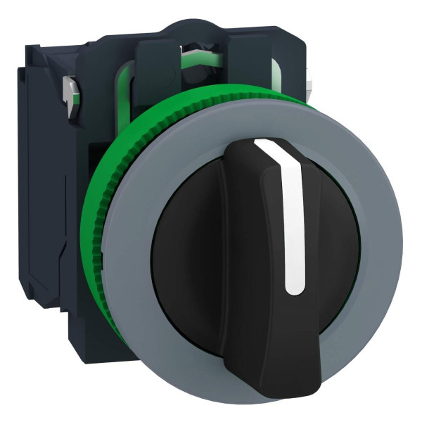 Harmony xb5 - bouton tournant à man - Ø22 - col grise - 3 pos rap c - noir - 2f