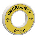 Harmony - étiquette lumin blanc rouge - Ø60 - emergency stop - fond jaune - 24v