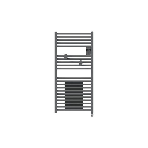 Radiateur sèche-serviettes connecté riva 5 avec soufflerie 1500w gris menhir
