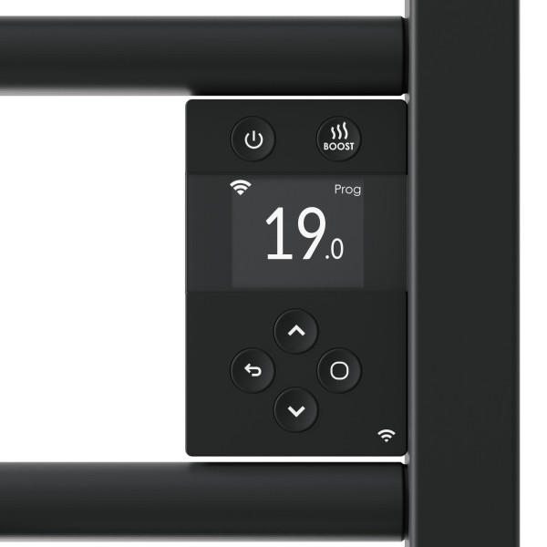 Radiateur sèche-serviettes connecté riva 5 avec soufflerie 1750w noir carbone