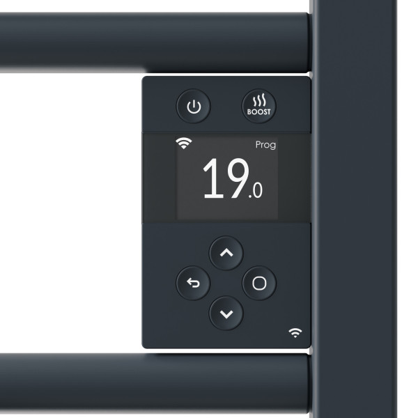 Radiateur sèche-serviettes connecté riva 5 etroit avec soufflerie 1300w ardoise