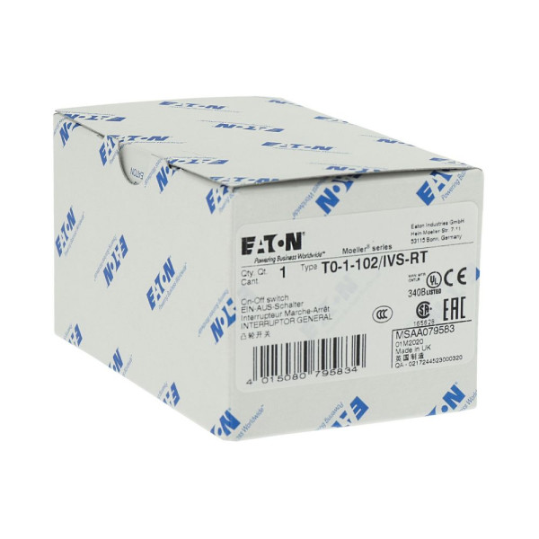 Inter. Marche-arrêt, 2 p, 20 a, 90°, encastré en tableau modulaire (T0-1-102/IVS-RT)