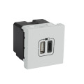 Arteor chargeur 2 modules 2 usb a+c 3a 15w arteor soft alu