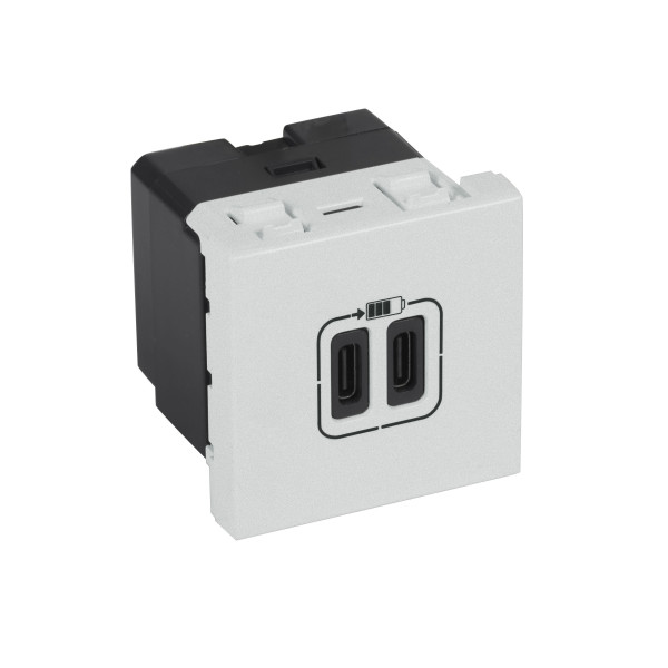 Arteor chargeur 2 modules 2 usb c+c 3a 15w arteor soft alu