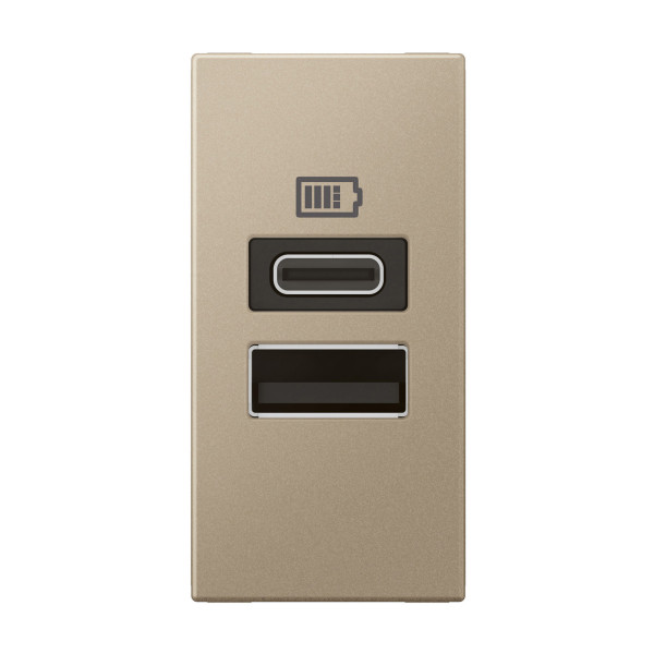 Chargeur 1 module 2 prises usb type a et type c 15w champagne