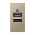 Chargeur 1 module 2 prises usb type a et type c 15w champagne