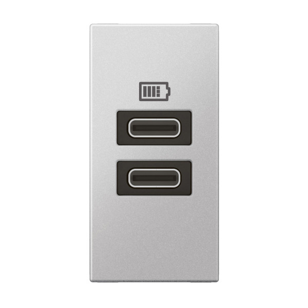 Chargeur 1 module 2 prises usb type c 15w arteor soft alu