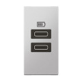 Chargeur 1 module 2 prises usb type c 15w arteor soft alu