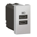 Chargeur 1 module 2 prises usb type c 15w arteor soft alu