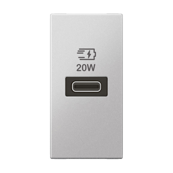 Chargeur 1 module 1 prise usb type c 20w arteor soft alu power delivery