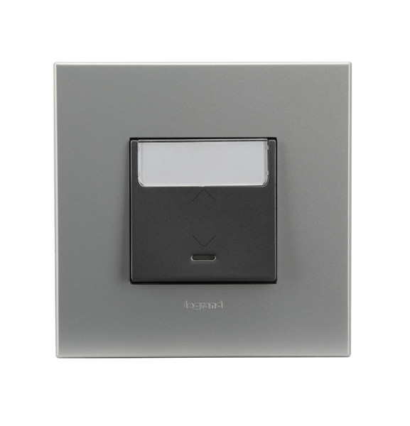 Interrupteur vv temoin porte-etiquette 10ax 2 modules arteor carre magnesium