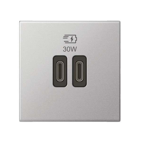 Chargeur double usb 2 modules 30w c+c arteor soft alu 