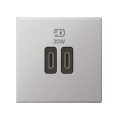 Chargeur double usb 2 modules 30w c+c arteor soft alu 