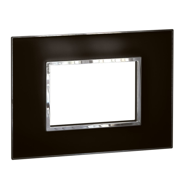 Plaque de finition 3 mod (2" x 4") arteor carre mirror blac k